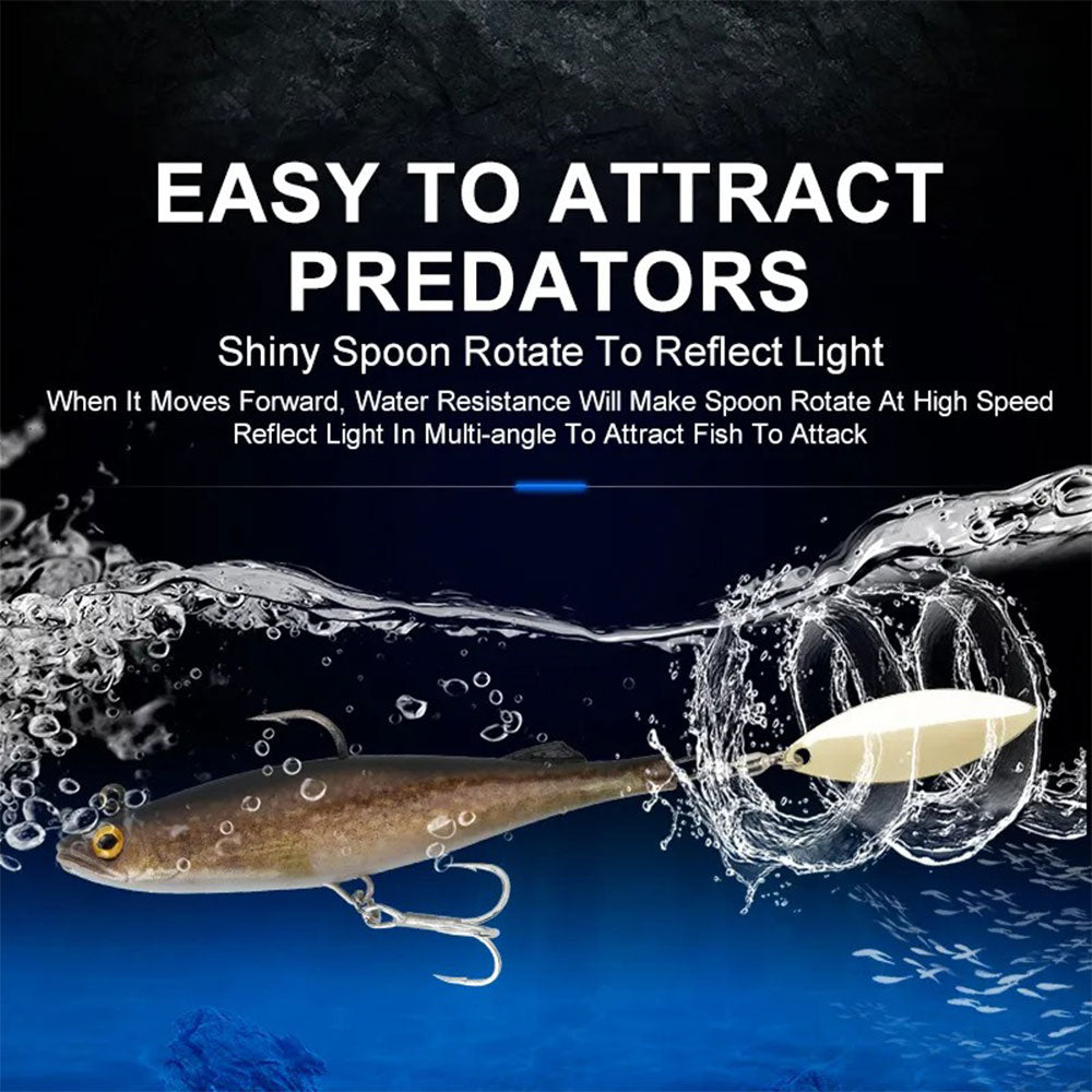 Fishing Lures: Big Soft Swimbait with Spoon Sinking Action 3D