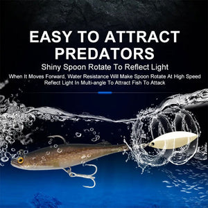 Fishing Lures: Big Soft Swimbait with Spoon Sinking Action 3D