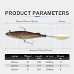 Fishing Lures: Big Soft Swimbait with Spoon Sinking Action 3D