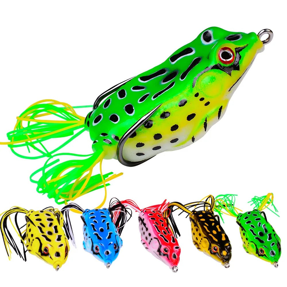 Fishing Lures - Soft Tube Bait Plastic Fishing Lure with Fishing Hooks Topwater Ray Frog Artificial 3D Eyes