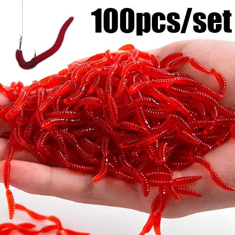 Fishing Lures - Red Worm Soft Lure Earthworm Winter Fishing Silicone Artificial Bait