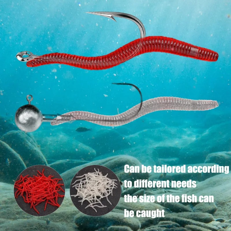 Fishing Lures - Red Worm Soft Lure Earthworm Winter Fishing Silicone Artificial Bait