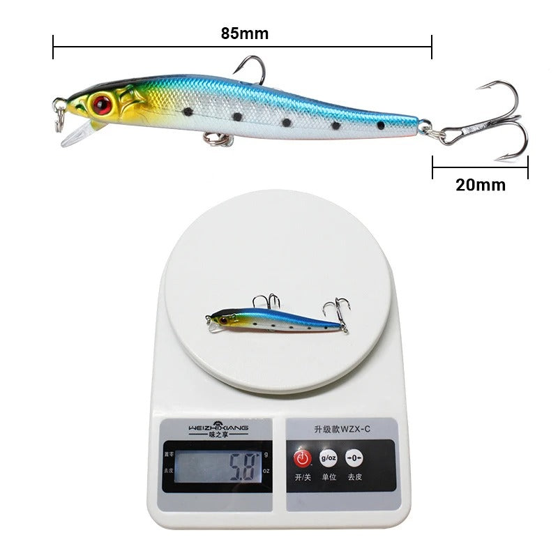 Fishing Lures - Minnow Fishing Lure 3D Eyes - Crankbait Wobblers Artificial Hard Bait Bass